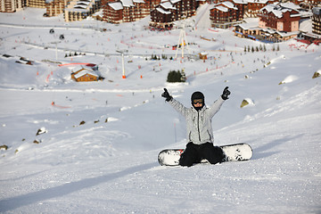 Image showing  skiing on on now at winter season