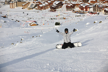 Image showing  skiing on on now at winter season