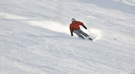 Image showing  skiing on on now at winter season