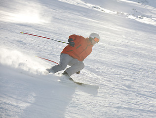 Image showing  skiing on on now at winter season