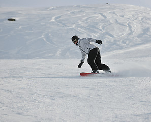 Image showing  skiing on on now at winter season