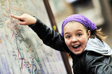 Image showing girl with city map panel