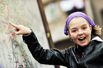 Image showing girl with city map panel