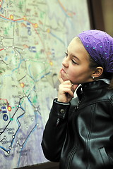 Image showing girl with city map panel