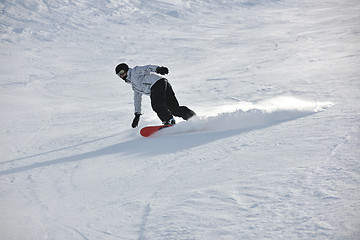 Image showing  skiing on on now at winter season