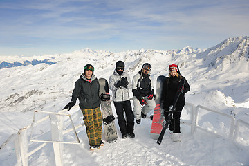 Image showing  people group on snow at winter season