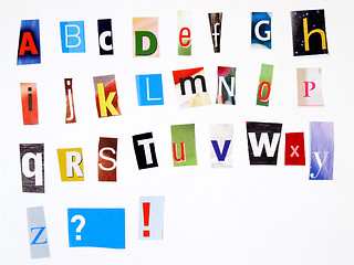 Image showing Newspaper clipping colorful alphabet