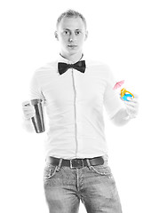 Image showing barman portrait isolated on white background