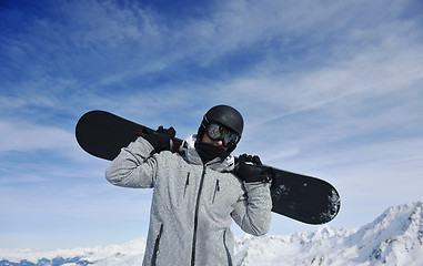 Image showing  skiing on on now at winter season