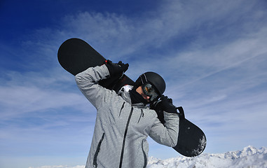 Image showing  skiing on on now at winter season