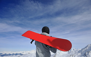 Image showing  skiing on on now at winter season