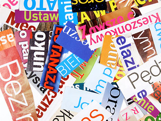 Image showing Magazine cuttings - incomplete words