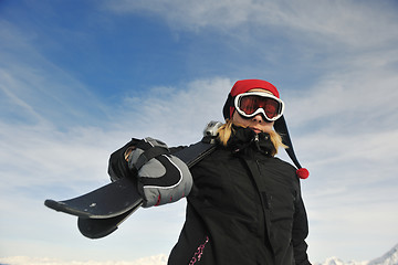 Image showing woman winter snow skiwoman skiing on fresh snow at winter season