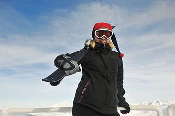 Image showing woman winter snow skiwoman skiing on fresh snow at winter season