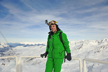 Image showing  skiing on on now at winter season