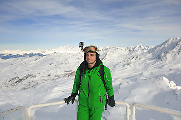 Image showing  skiing on on now at winter season