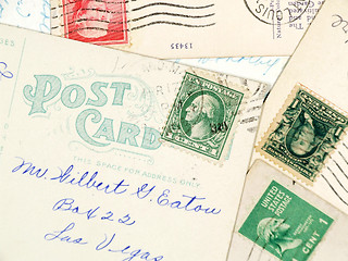 Image showing Antique used postcards