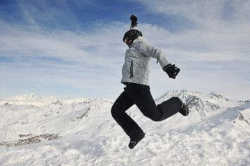 Image showing  people group on snow at winter season