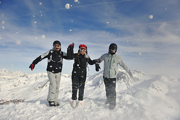 Image showing  people group on snow at winter season