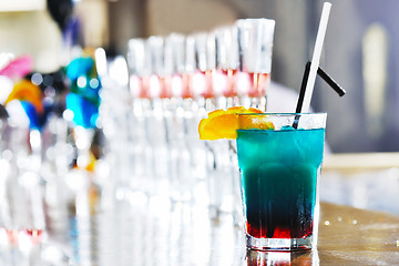 Image showing fresh cocktail drink in night bar