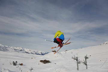 Image showing extreme freestyle ski jump