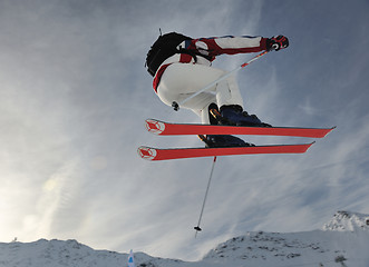 Image showing extreme freestyle ski jump