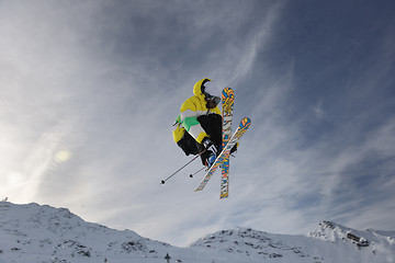 Image showing extreme freestyle ski jump