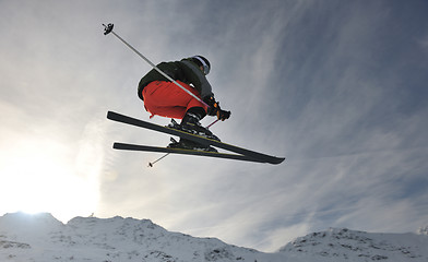 Image showing extreme freestyle ski jump