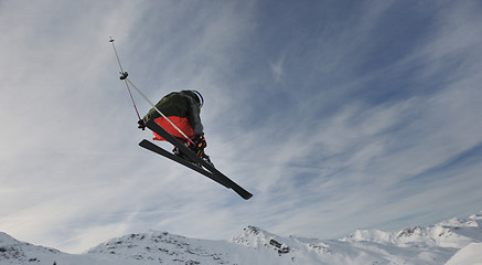 Image showing extreme freestyle ski jump