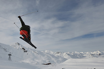 Image showing extreme freestyle ski jump