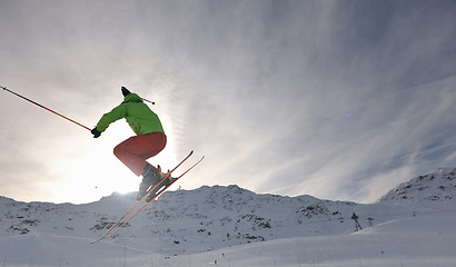 Image showing extreme freestyle ski jump