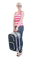 Image showing woman with travel bag