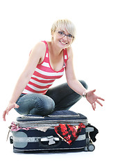 Image showing woman with travel bag