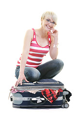 Image showing woman with travel bag