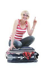 Image showing woman with travel bag