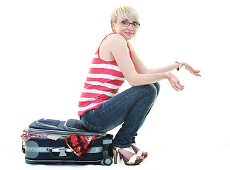 Image showing woman with travel bag