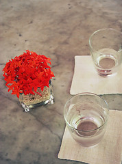 Image showing Glasses of water on a table