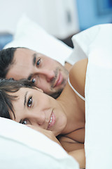 Image showing young couple have good time in their bedroom