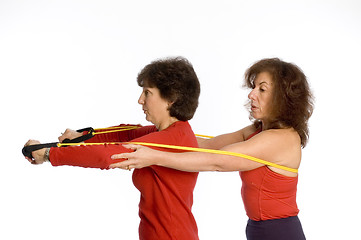 Image showing two women exercising