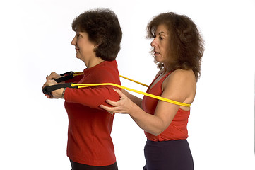 Image showing two women exercising