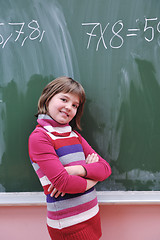 Image showing happy school girl on math classes