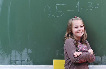 Image showing happy school girl on math classes