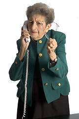 Image showing senior woman telephone