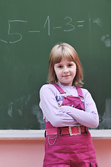 Image showing happy school girl on math classes