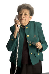 Image showing senior woman telephone