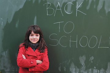 Image showing happy school girl on math classes