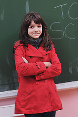 Image showing happy school girl on math classes