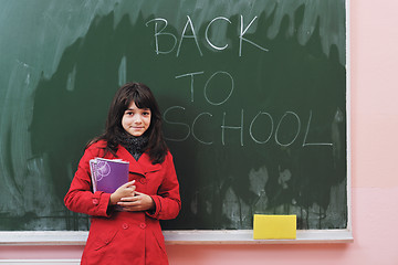 Image showing happy school girl on math classes