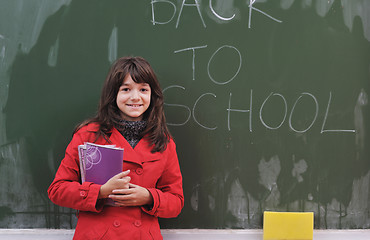 Image showing happy school girl on math classes