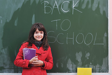 Image showing happy school girl on math classes